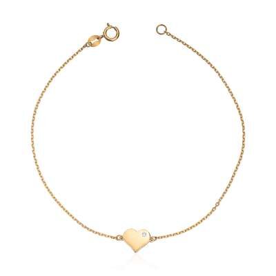 Armbånd med hjerte og synt CZ 14K gult gull Artikkelnr: 17056 - Bjerveur.noArmbånd med hjerte og synt CZ 14K gult gull Artikkelnr: 17056