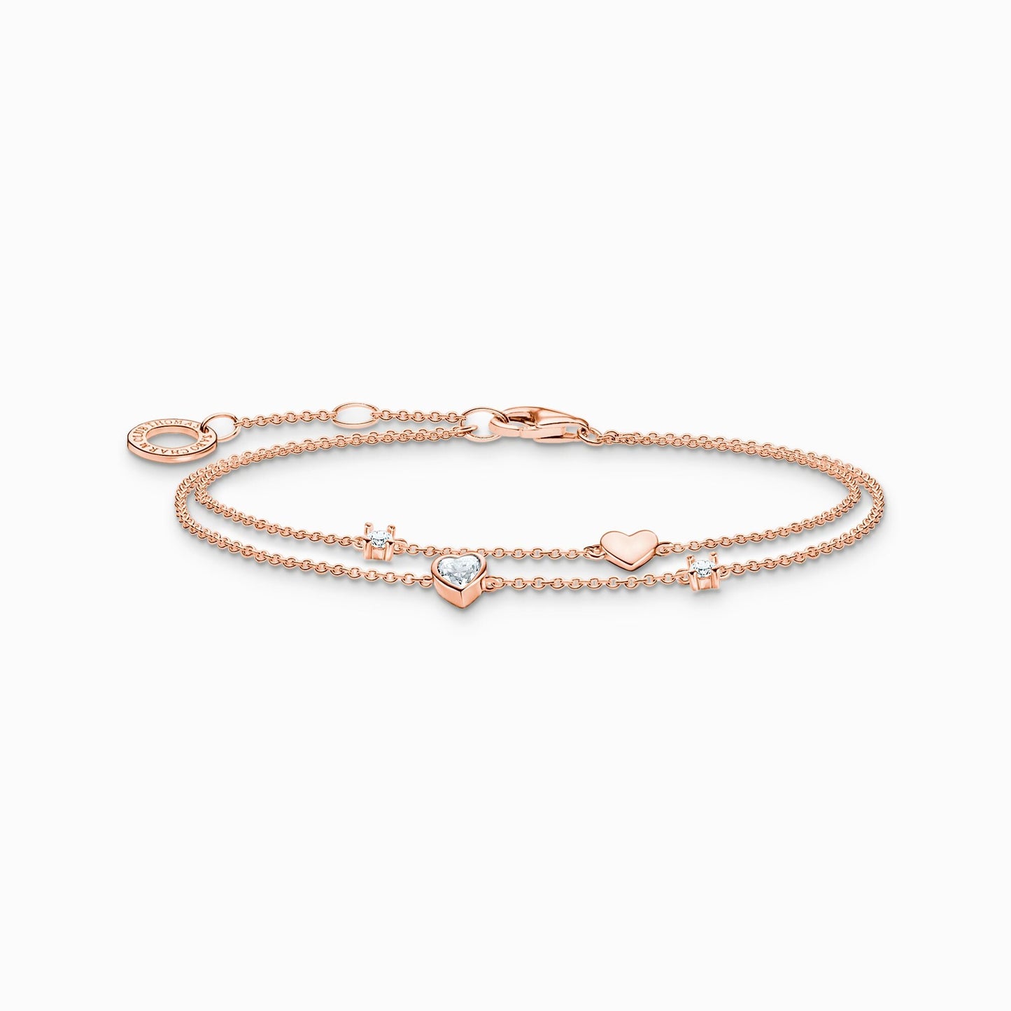 Armbånd med hjerter og hvite steiner i rosa gull A2057 - 416 - 14 - Bjerveur.noArmbånd med hjerter og hvite steiner i rosa gull A2057 - 416 - 14
