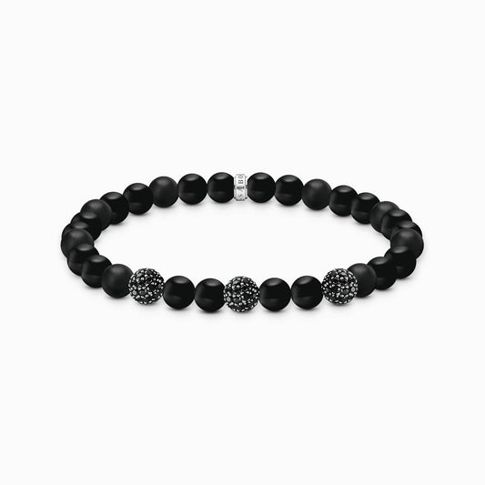 Armbånd med obsidianperler og svarte zirkoner A2195 - 705 - 11 - Bjerveur.noArmbånd med obsidianperler og svarte zirkoner A2195 - 705 - 11