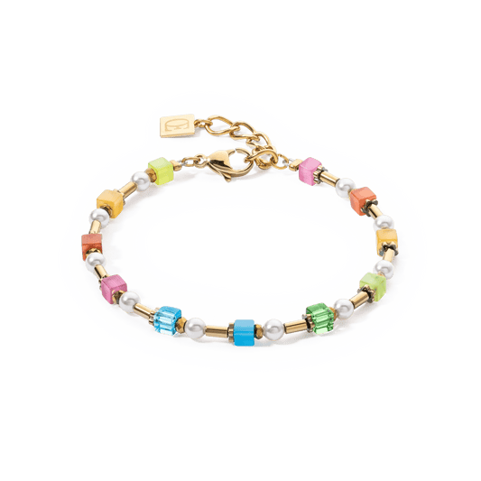 Armbånd Mini Cubes & Pearls Mix gull - regnbue 4356301516 - Bjerveur.noArmbånd Mini Cubes & Pearls Mix gull - regnbue 4356301516