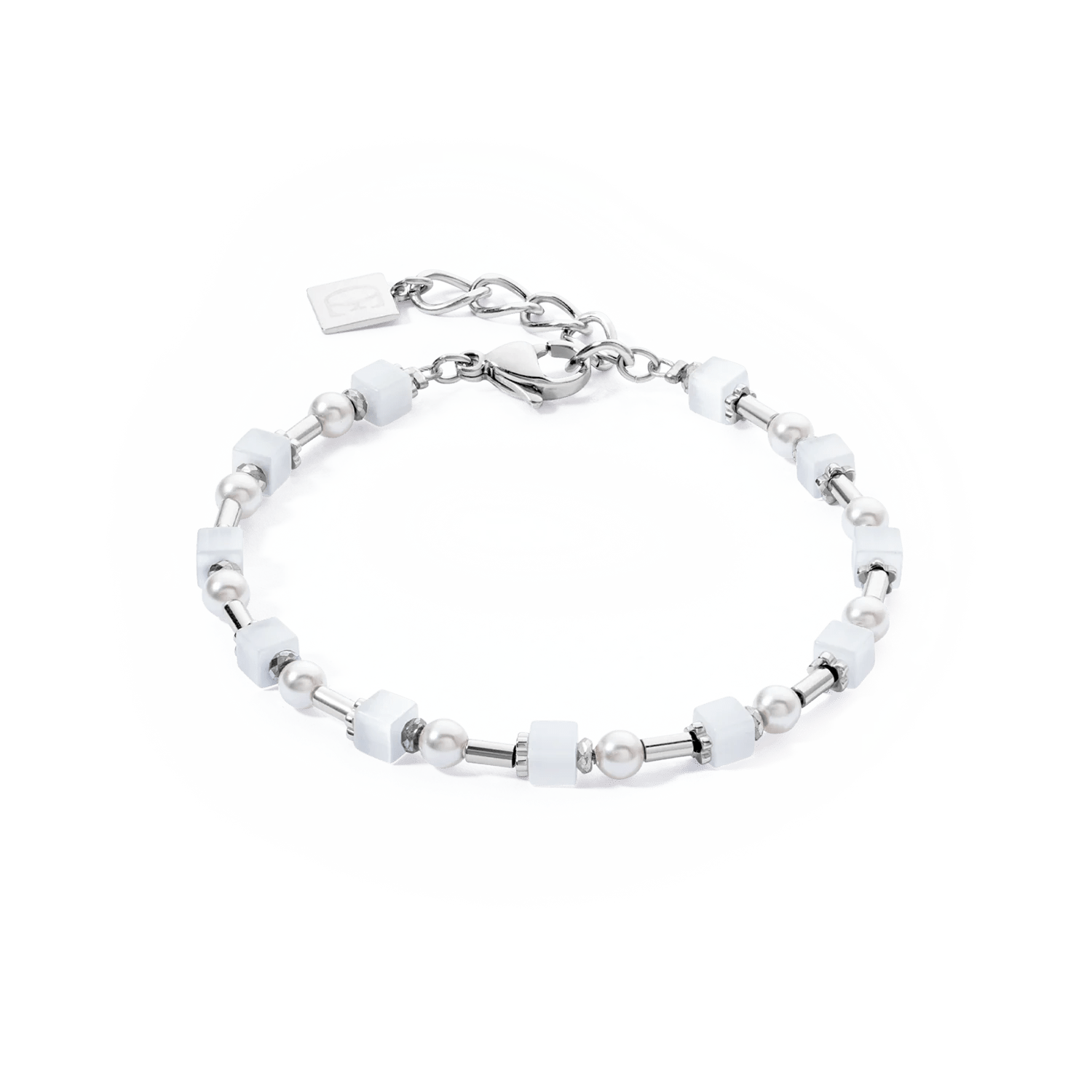 Armbånd Mini Cubes & Pearls Mix sølv - hvit 4356301417 - Bjerveur.noArmbånd Mini Cubes & Pearls Mix sølv - hvit 4356301417