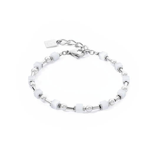 Armbånd Mini Cubes & Pearls Mix sølv - hvit 4356301417 - Bjerveur.noArmbånd Mini Cubes & Pearls Mix sølv - hvit 4356301417