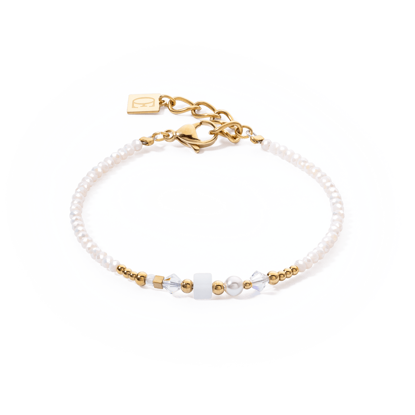 Armbånd Square Stripes gull - hvit 4355301416 - Bjerveur.noArmbånd Square Stripes gull - hvit 4355301416