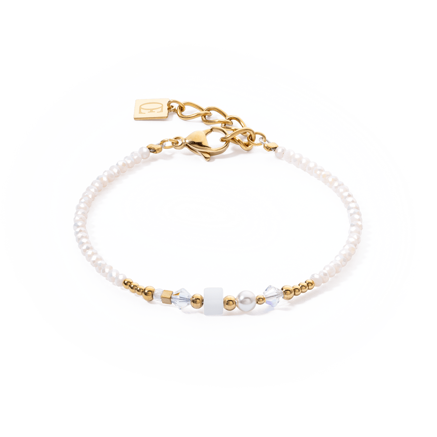 Armbånd Square Stripes gull - hvit 4355301416 - Bjerveur.noArmbånd Square Stripes gull - hvit 4355301416