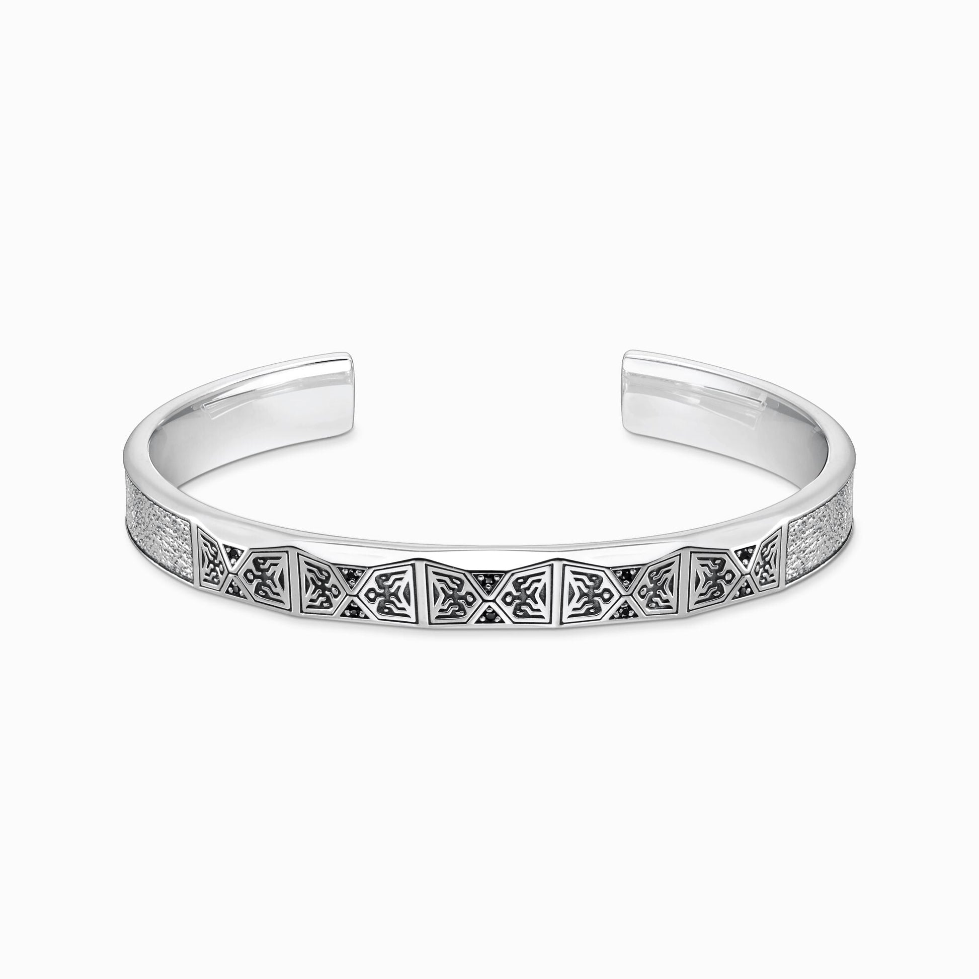 Armring fasettert design med svarte steiner sølv AR113 - 643 - 11 - Bjerveur.noArmring fasettert design med svarte steiner sølv AR113 - 643 - 11