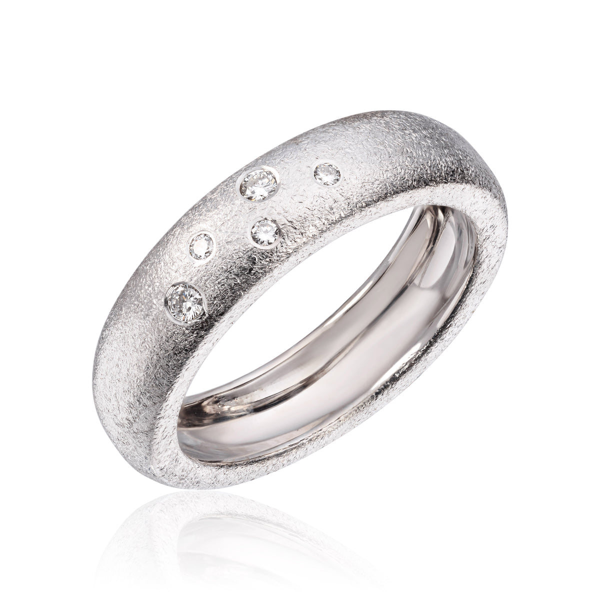 Visholm Design ring i 585 hvitt gull med diamant 0,07 ct, børstet
