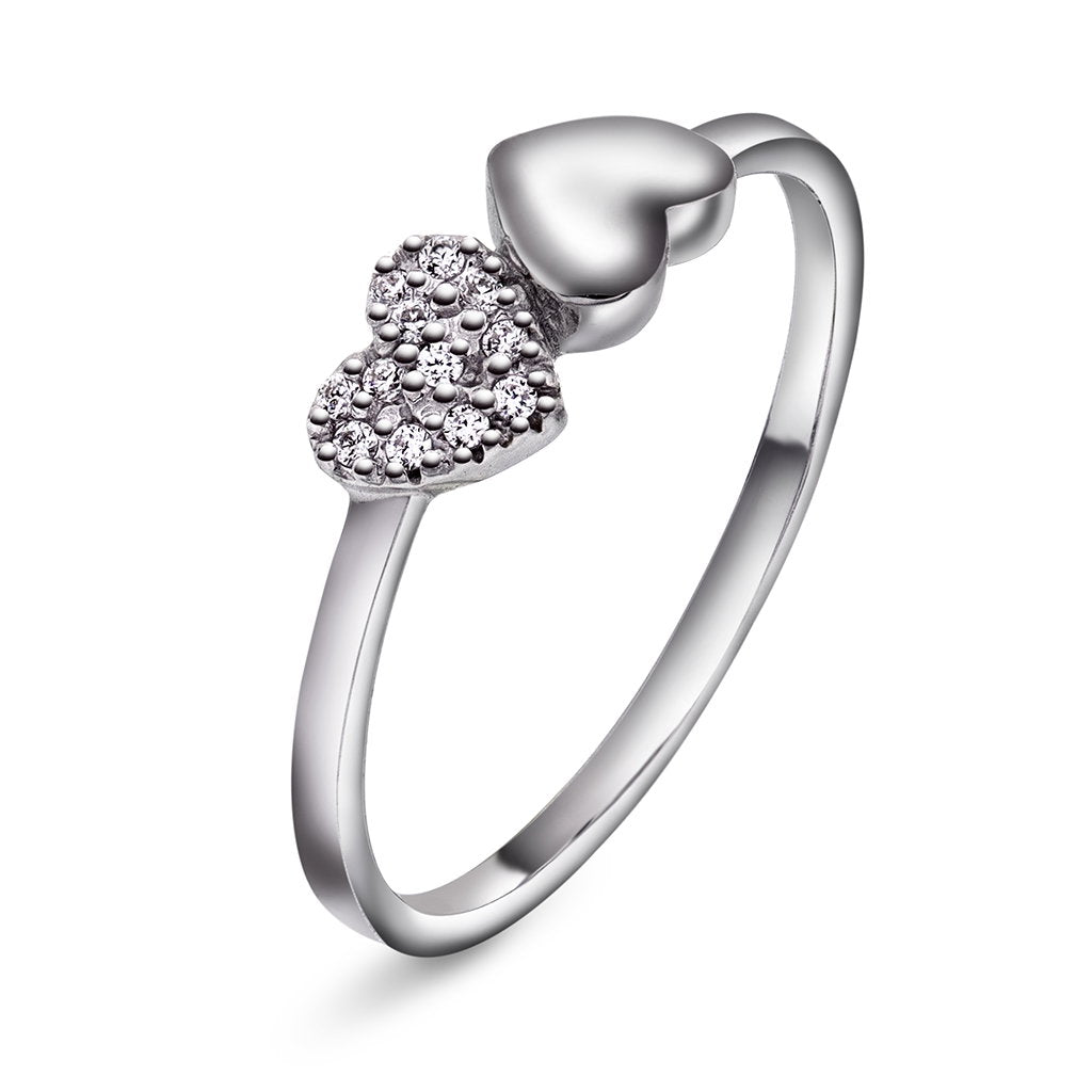 Twinkle hearts ring i rhodinert 925 sølv med zirkonia 4 mm, bilde 1 av 3
