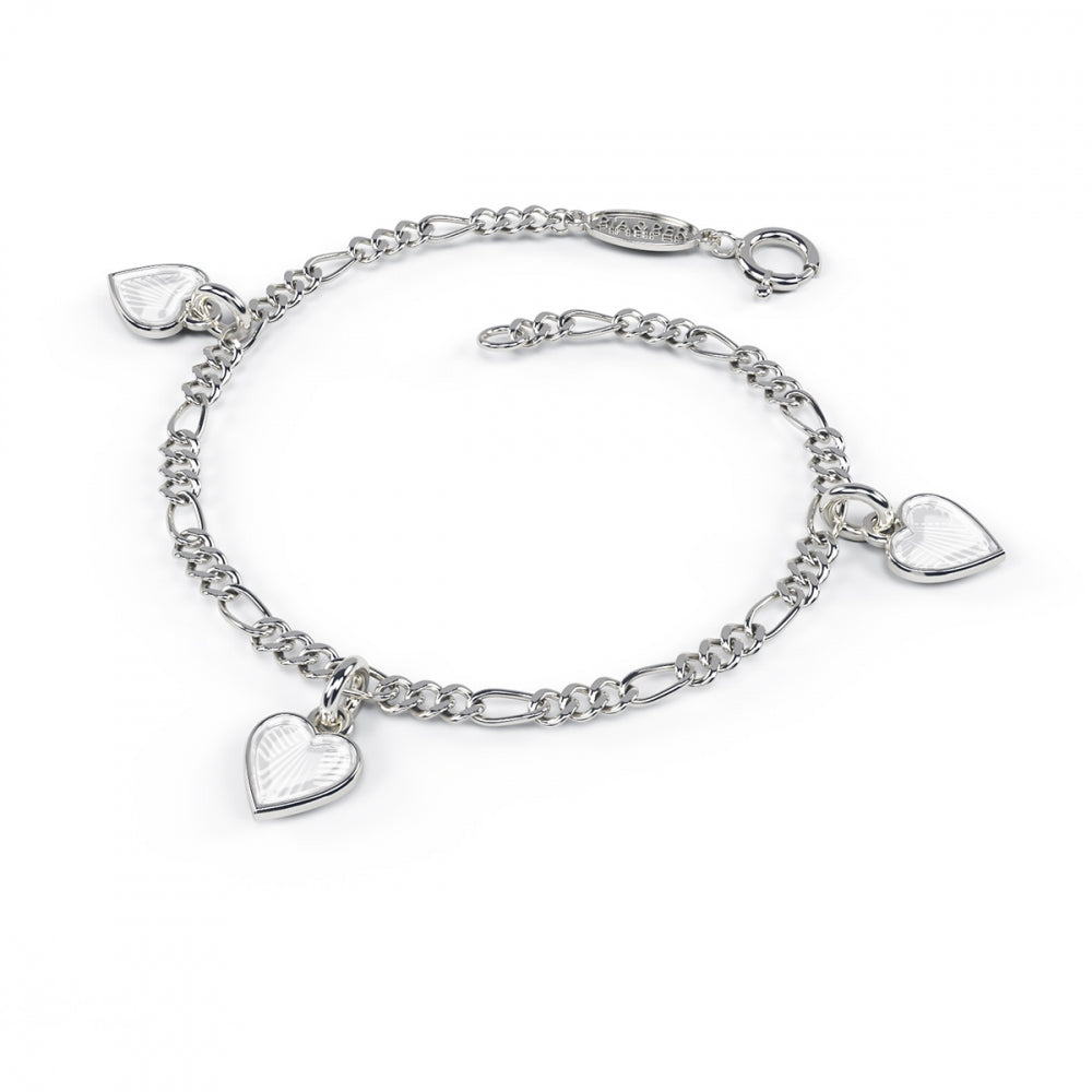 Armbånd i 925 sølv med tre hjerter i glassemalje, 16 cm, bilde 3 av 16