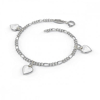 Armbånd i 925 sølv med tre hjerter i glassemalje, 16 cm, bilde 3 av 16