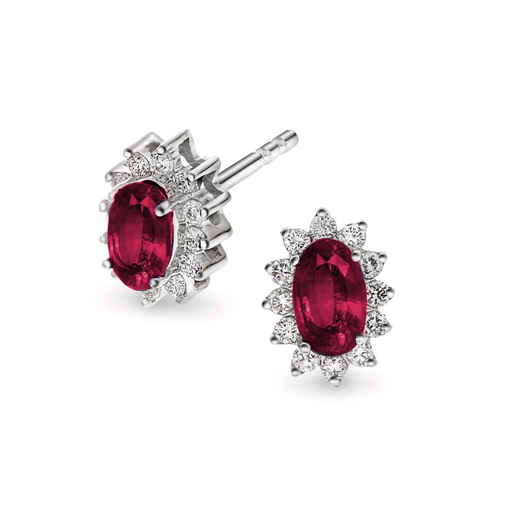 Øredobber i 14 karat hvitt gull med diamant og rubin 0,28 ct, bilde 1 av 4