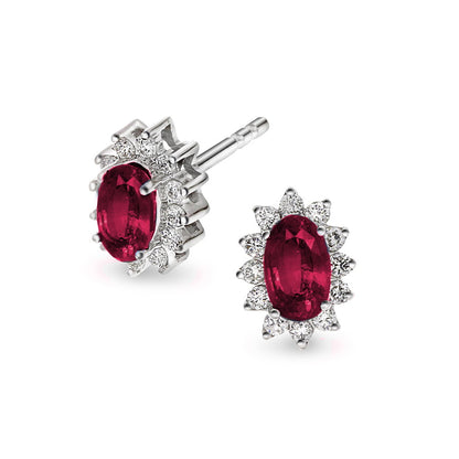 Øredobber i 14 karat hvitt gull med diamant og rubin 0,28 ct, bilde 1 av 4