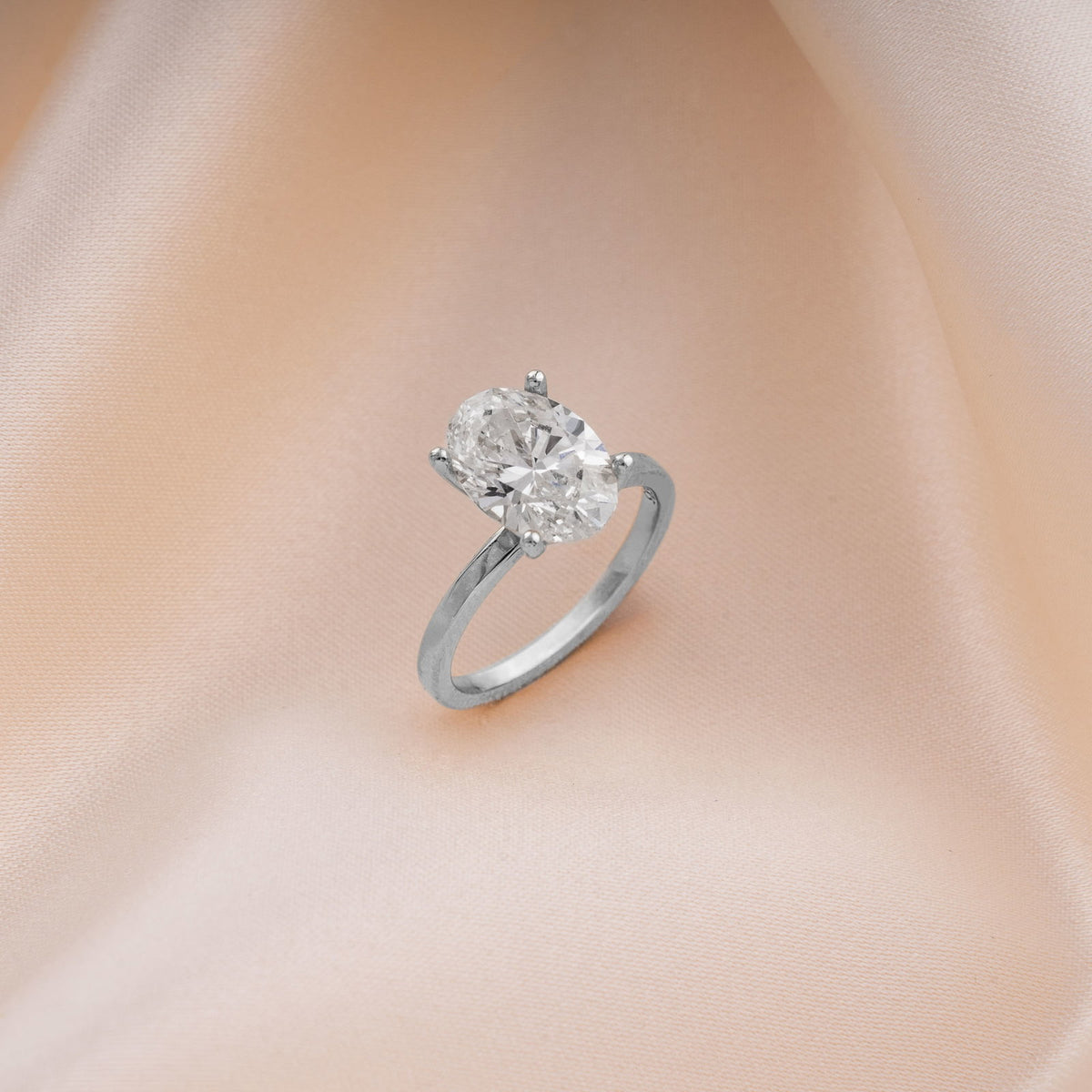 Gems ring i 14 karat hvitt gull med LAB-diamant 3,00 ct, 9 mm, bilde 2 av 2
