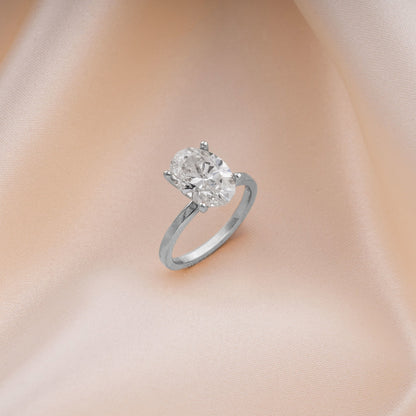 Gems ring i 14 karat hvitt gull med LAB-diamant 3,00 ct, 9 mm, bilde 2 av 2