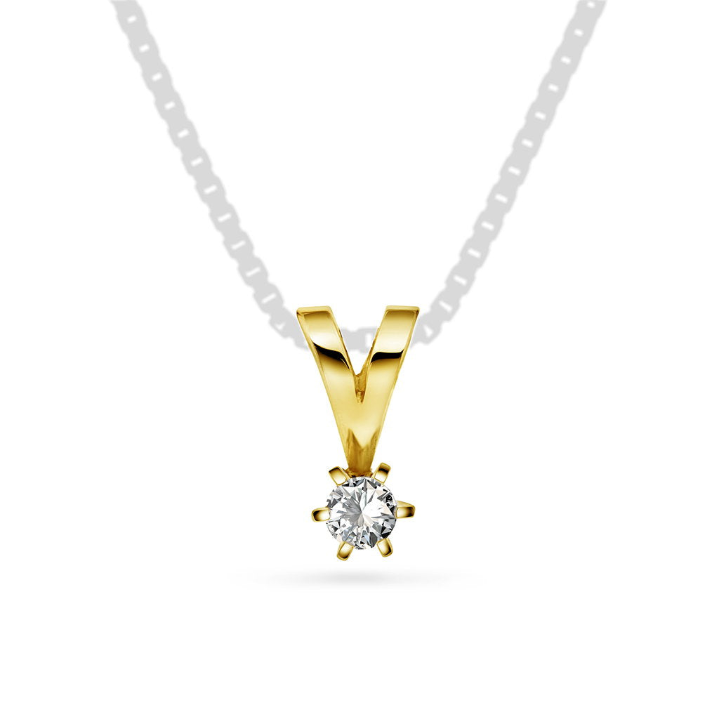 Superstar anheng i gult gull med diamant 0,10 ct