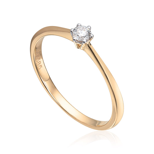 Carmen ring i 585 gult gull med diamant 0,05 ct