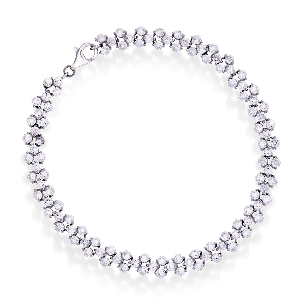 Armbånd i rhodinert sølv med zirkonia, hjertemotiv