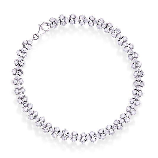 Armbånd i rhodinert sølv med zirkonia, hjertemotiv