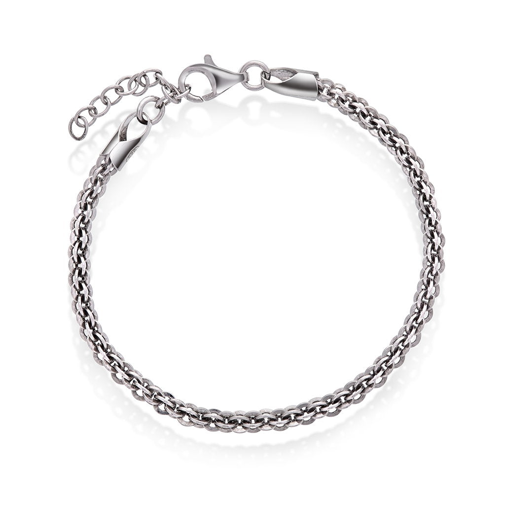 Armbånd i rhodinert 925 sølv, 3,7 mm bredt