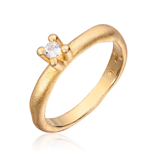 Visholm Design ring i 585 gult gull med diamant, børstet