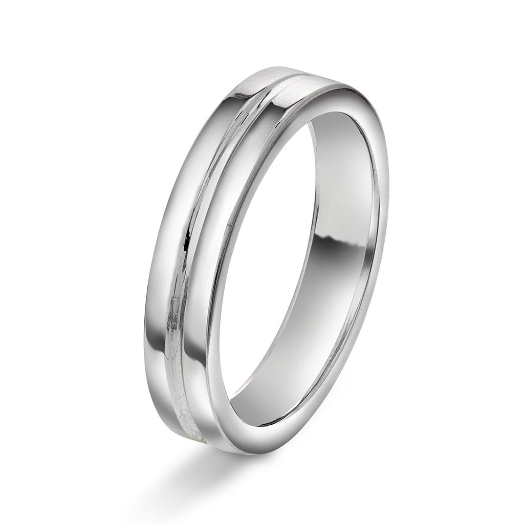 Ring i rhodinert sølv, Pine 4,5 mm