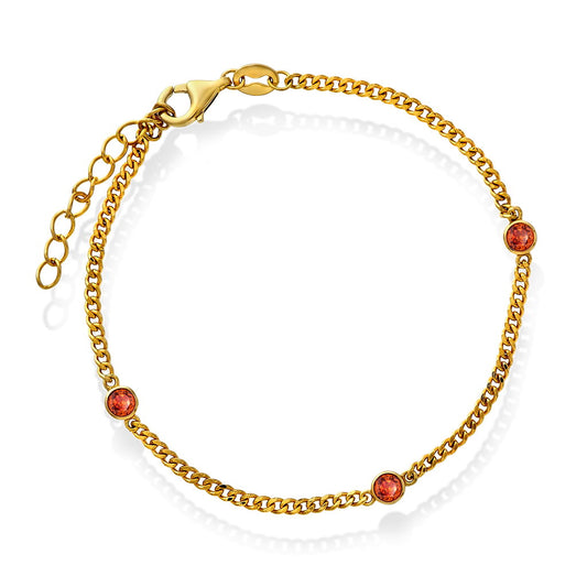 Nora Mørk dyp armbånd til dame i forgylt 925 sølv med zirkonia, 4 mm, 16 cm, bilde 1 av 3