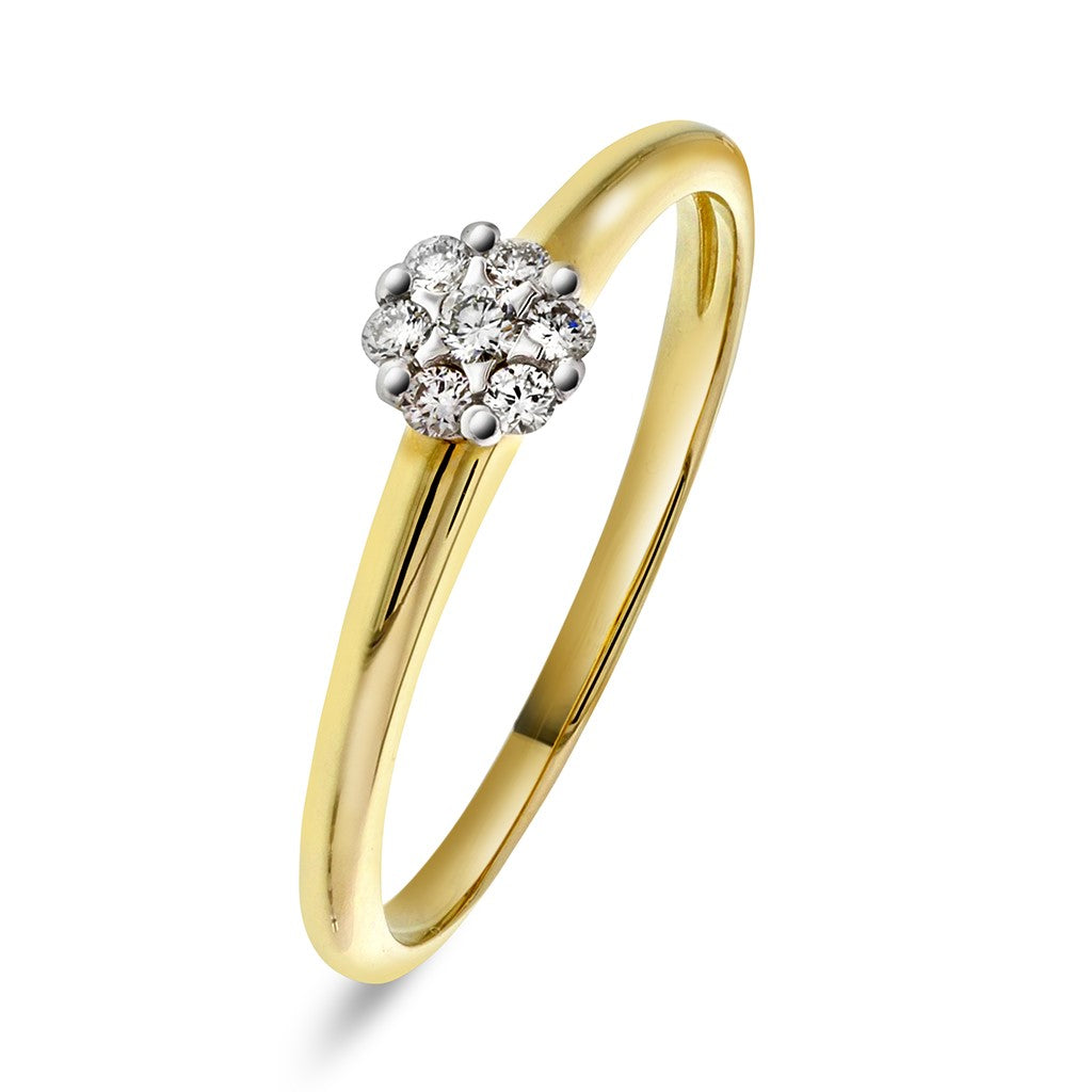 Ring i 14 karat tofarget gull med diamant 0,12 ct, 4,8 mm bred, bilde 1 av 4