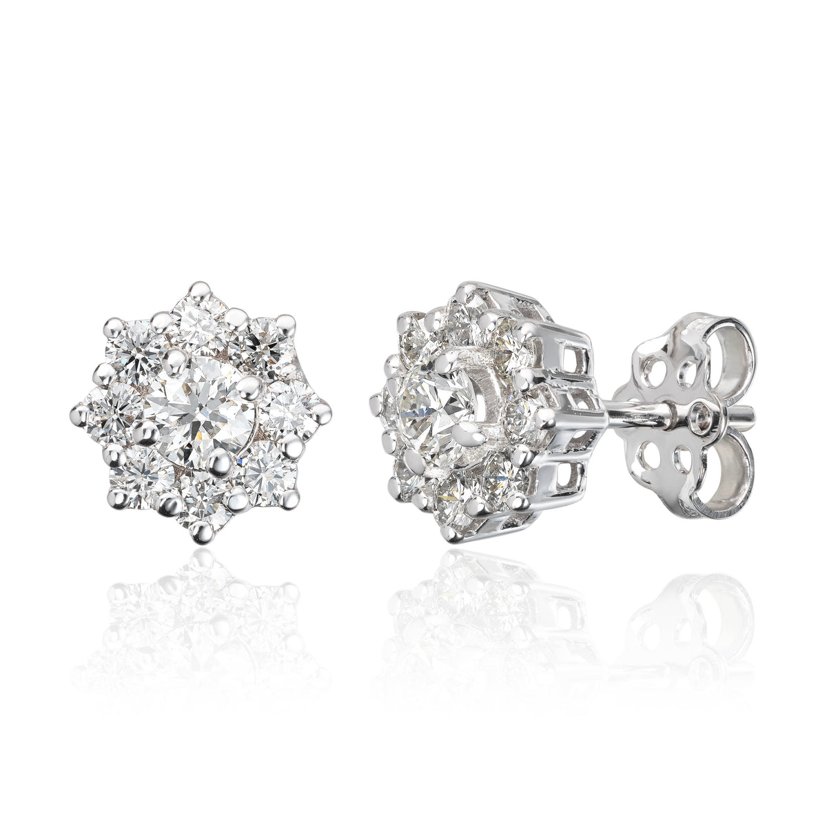 Svolder øredobber i 585 gull med diamant, Rosett Lilje 1,2 ct, bilde 1 av 2