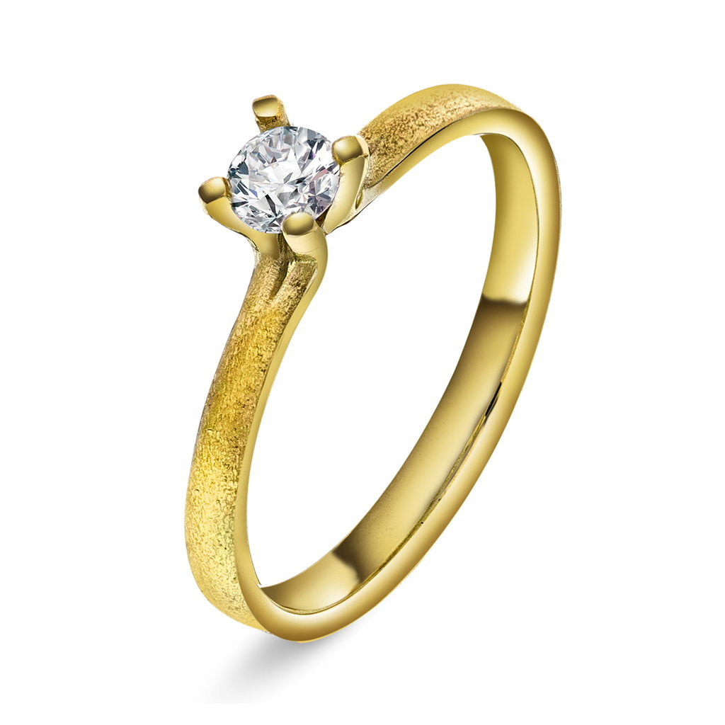 Polaris ring i 14 karat gult gull med diamant 0,20 ct