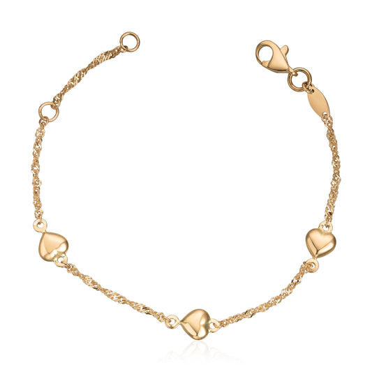Armbånd med hjerter14K gult gull Artikkelnr: 17062 - Bjerveur.noArmbånd med hjerter14K gult gull Artikkelnr: 17062