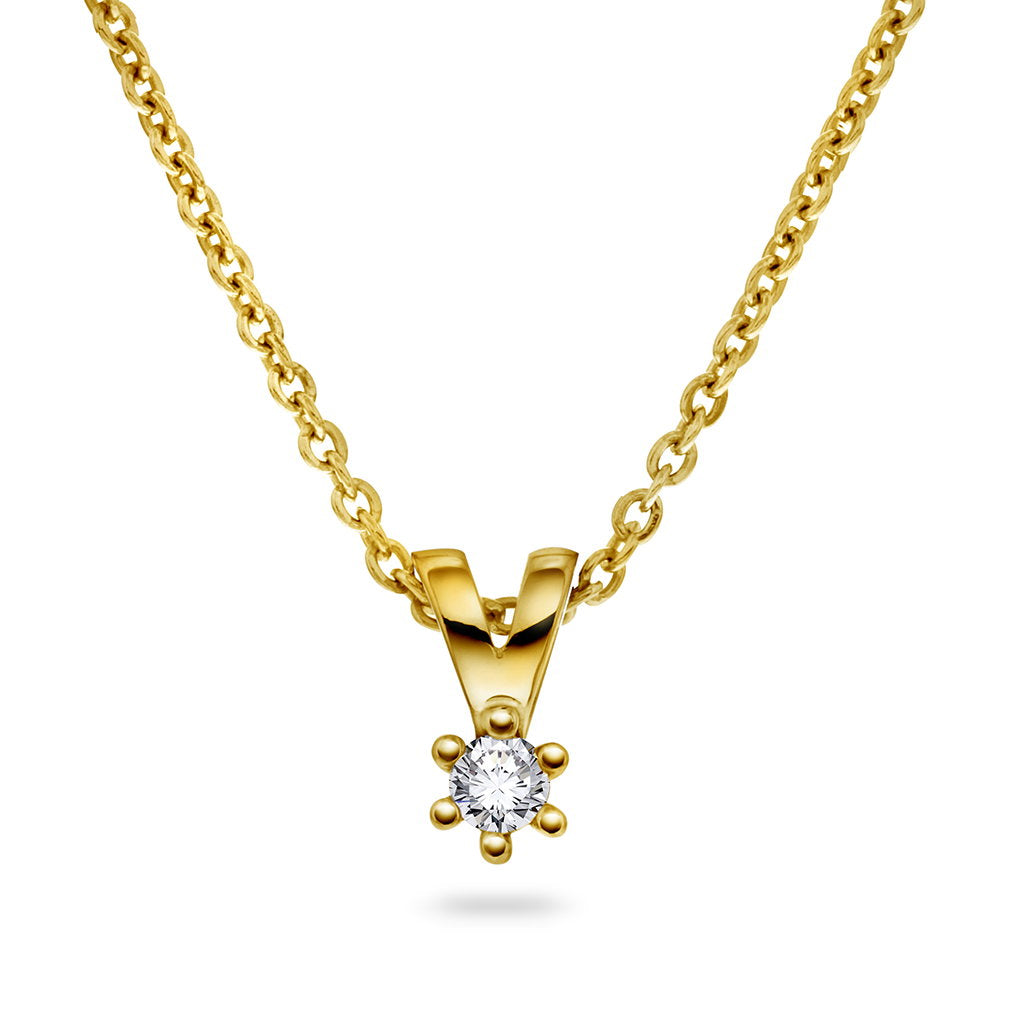 Smykke i 585 gult gull med diamant 0,03 ct
