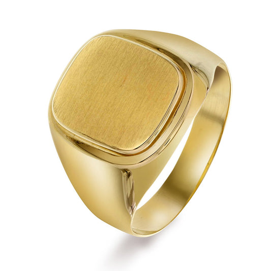 Ring i 14 karat gult gull, blank og matt, plate 12 x 14 mm, bilde 1 av 4
