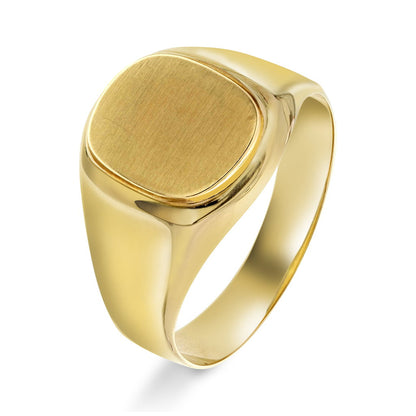 Ring i 14 karat gult gull med plate 10 x 12 mm, bilde 1 av 4