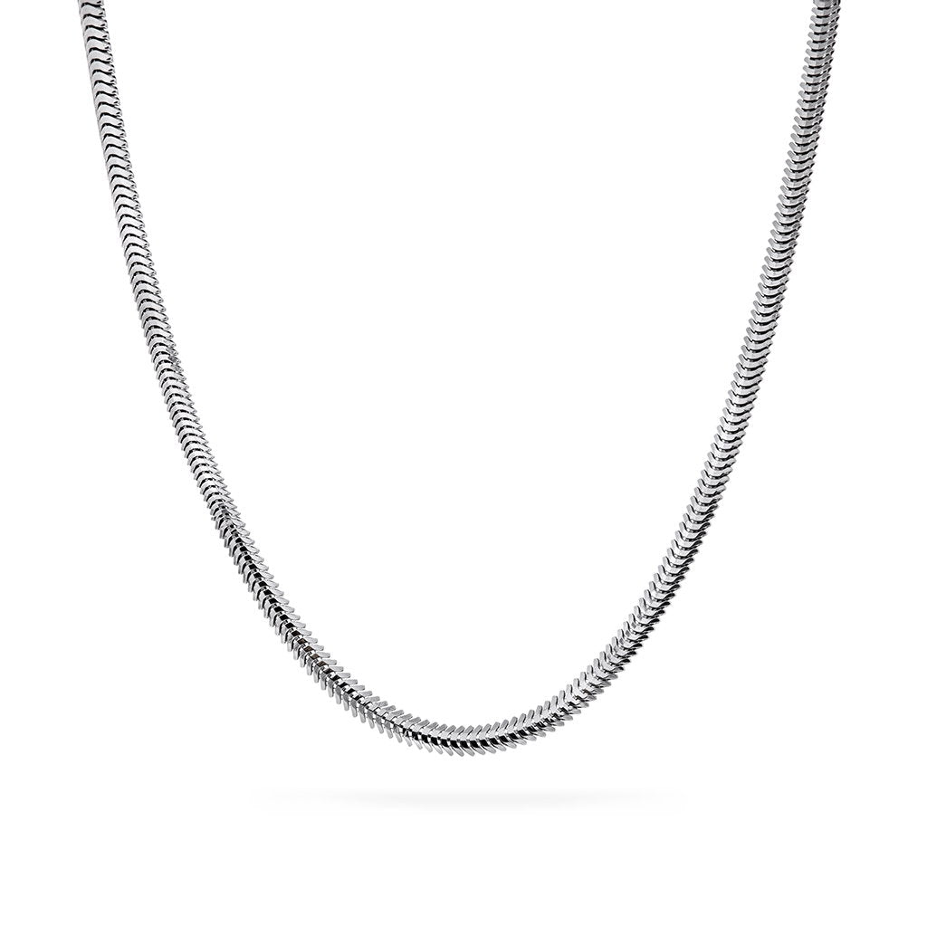 Halskjede i rhodinert sølv, oval slange 2,6 mm, 45 cm