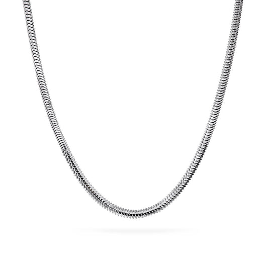 Halskjede i rhodinert sølv, oval slange 2,6 mm, 45 cm