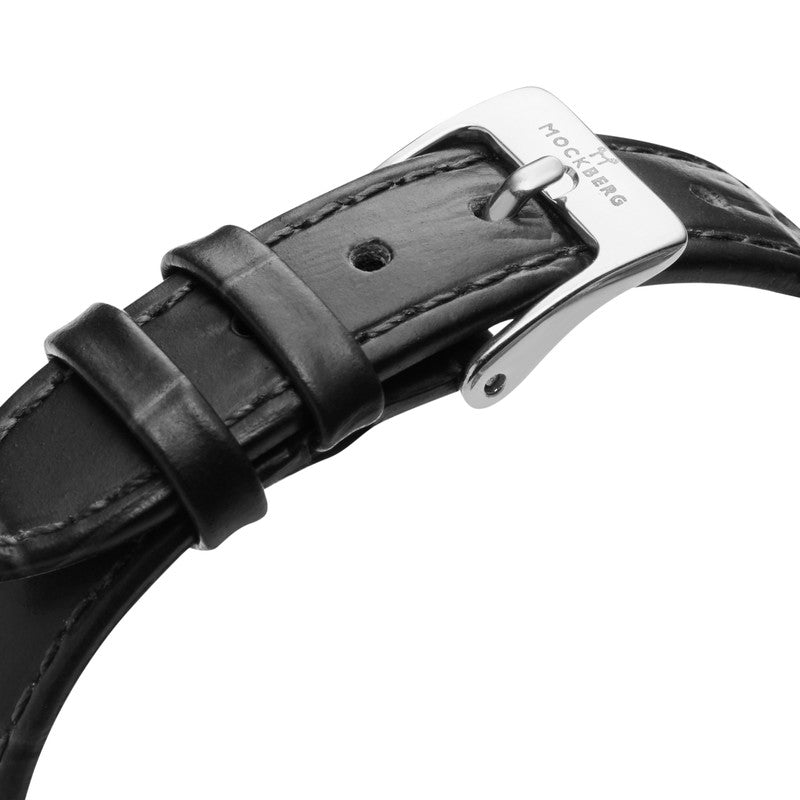 Tidløs Svart Lær Sølvfarget / Hvit 19 x 28 mm SKU | MB0246 - Bjerveur.noTidløs Svart Lær Sølvfarget / Hvit 19 x 28 mm SKU | MB0246