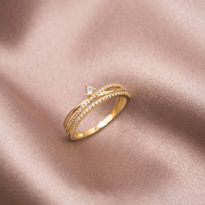 Ring i 14 karat gult gull med zirkonia 1,5 mm, bilde 4 av 4