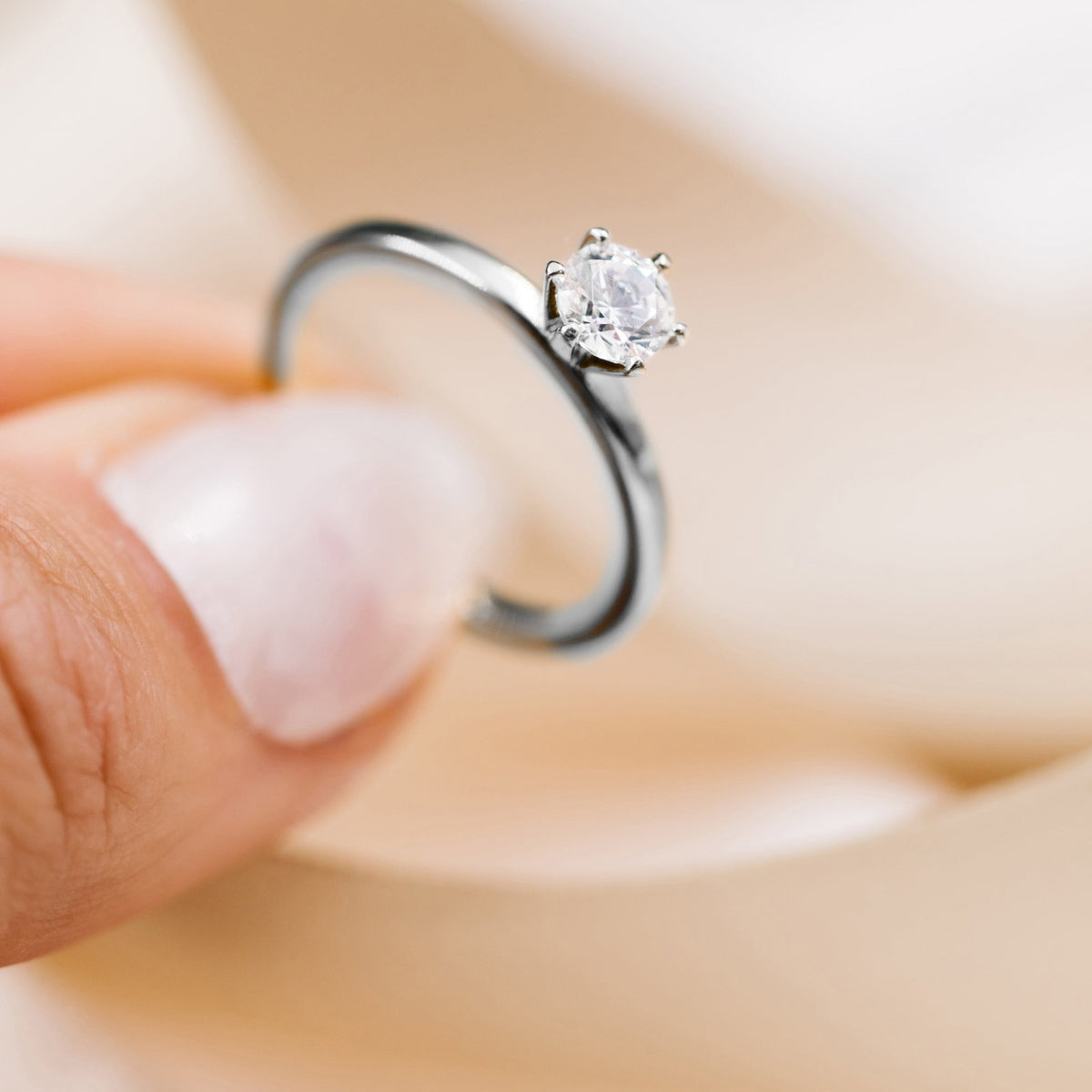 Gems ring i 14 karat hvitt gull med labdiamant 0,50 ct, bilde 4 av 5