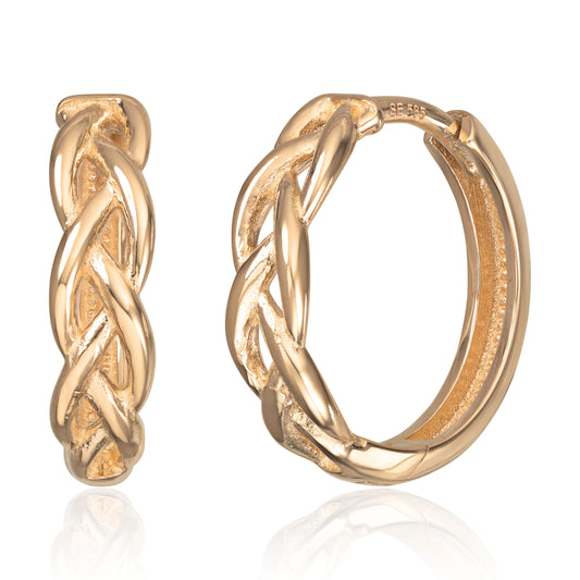 Carmen øredobber i 585 gult gull, flettet 3,8 mm