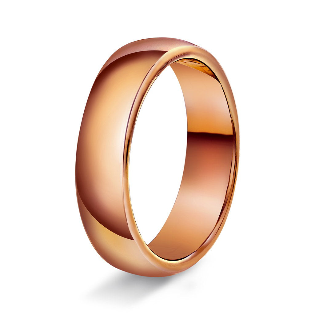 Ring i 14 karat rosé gull med innvendig hvelvet/flat form, bilde 4 av 6