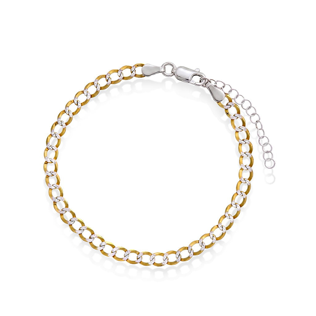 Armbånd i 925 sølv og forgylt 4 mm, 19 cm