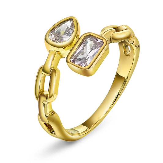 Nora Mørk ring til dame i forgylt 925 sølv med zirkonia, 2 mm, str. 52-58, bilde 1 av 2