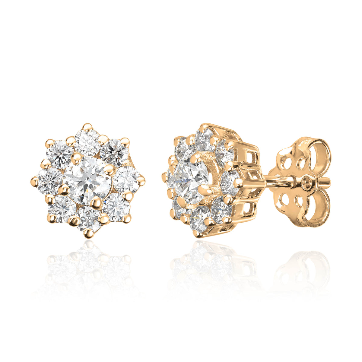 Svolder øredobber i 585 gull med diamant, Rosett Lilje 1,2 ct, bilde 2 av 2