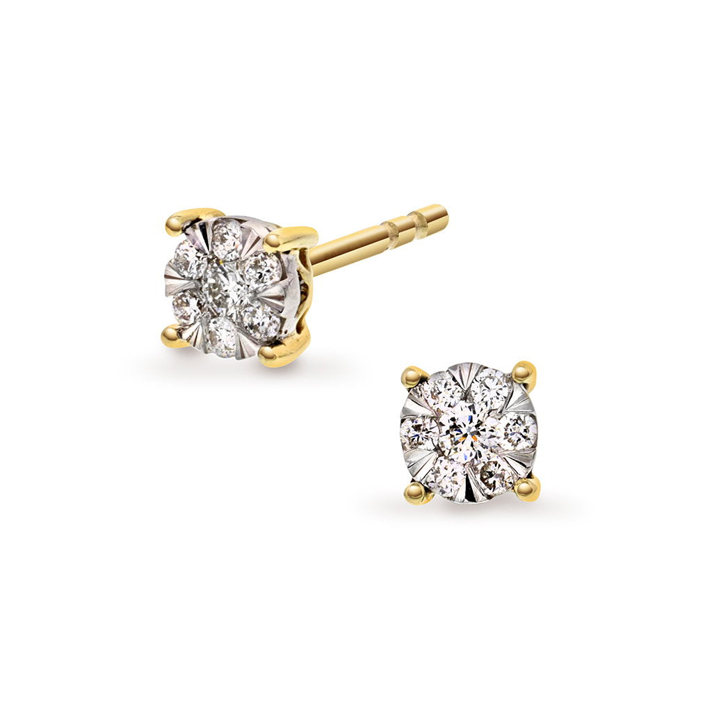 Øredobber i 585 gult gull med diamanter 0,13 ct, bilde 1 av 4