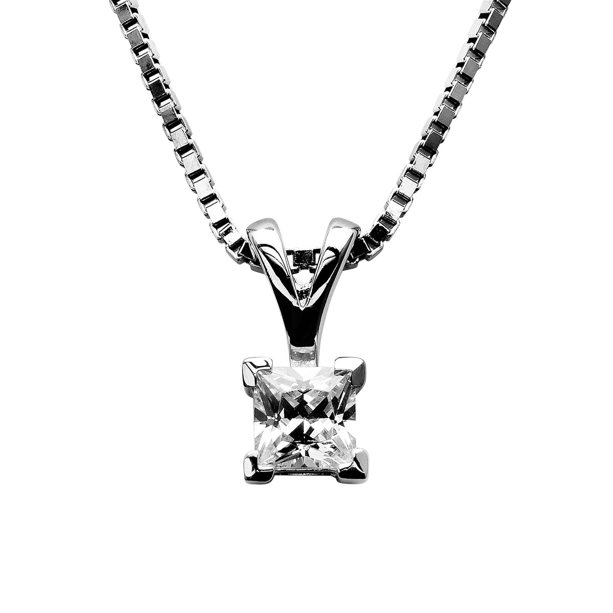Anheng i 925 sølv med zirkonia, Princess 0,25 ct