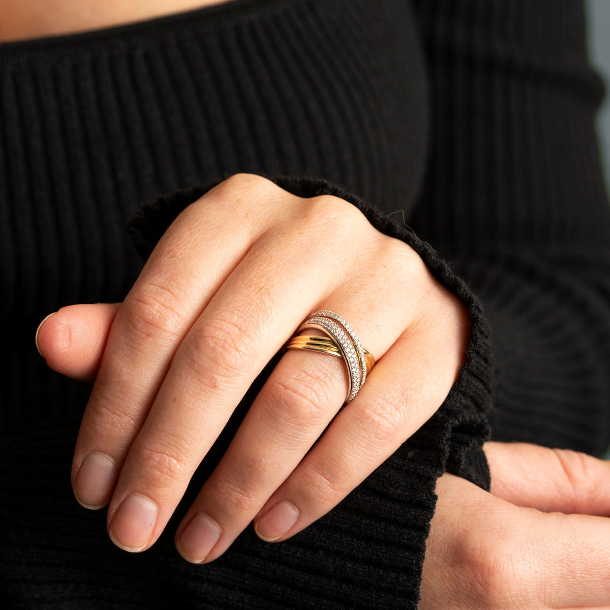 Ring i 14 karat tofarget gull med diamanter 0,50 ct, bilde 3 av 3