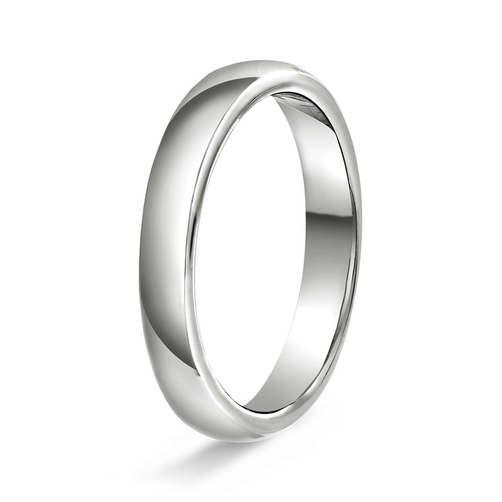 Ring i 14 karat hvitt gull, hvelvet/flat, polert, bilde 2 av 6