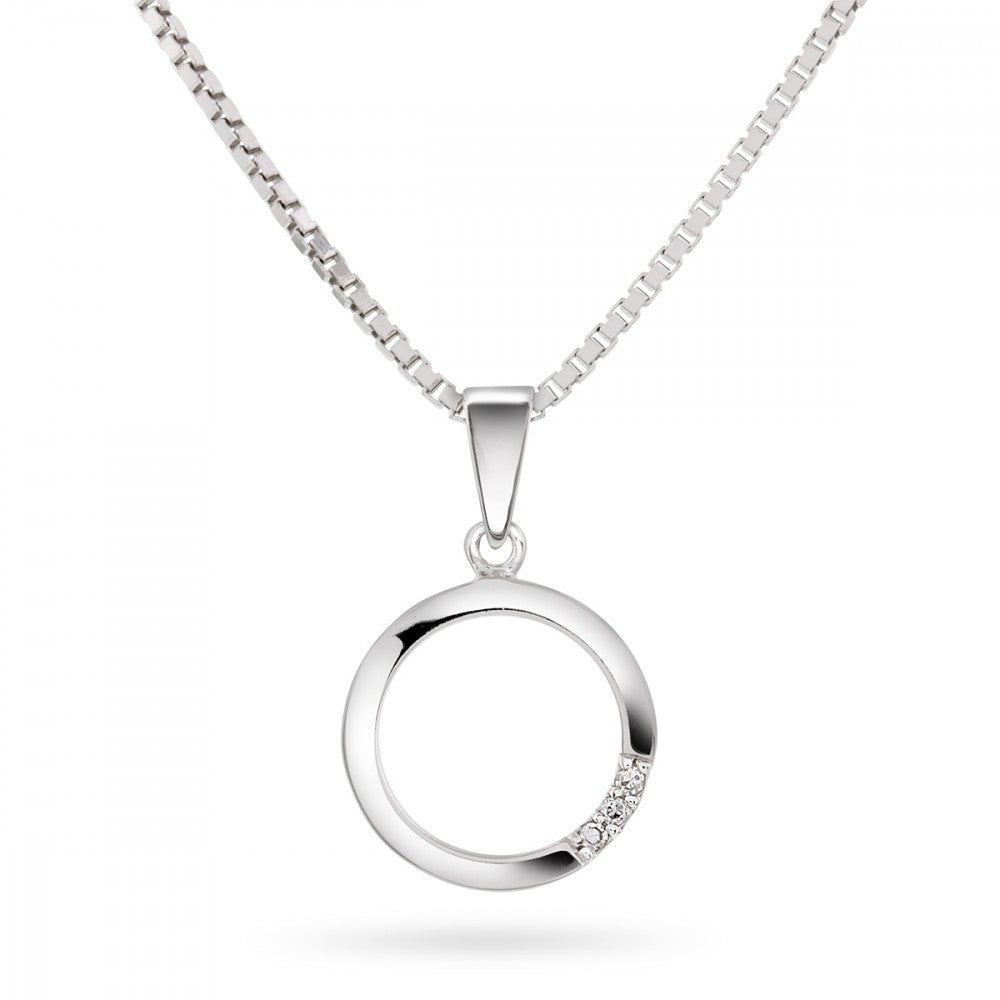 Anheng i hvitt gull med diamanter 0,015 ct, sirkel