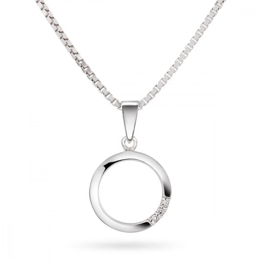 Sirkelanheng til dame i hvitt gull med diamant 0,015 ct