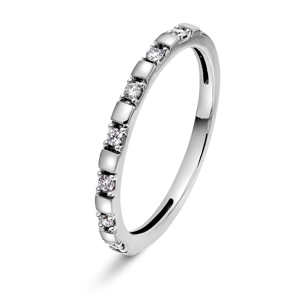 Ring i 14 karat hvitt gull med diamanter 1,9 mm, bilde 1 av 2