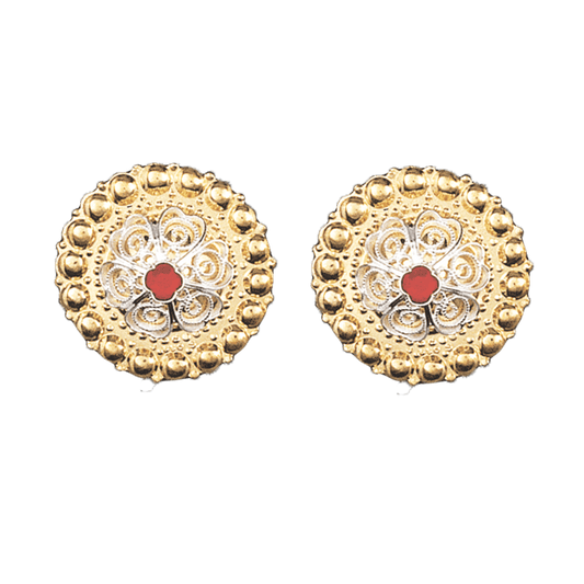 Borenåler 25 mm med raud stein, forgylt/kvit 057507 - Bjerveur.noBorenåler 25 mm med raud stein, forgylt/kvit 057507